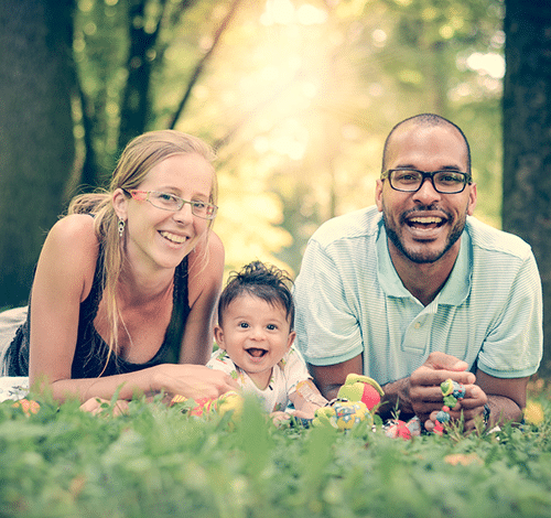 Happy adoptive family